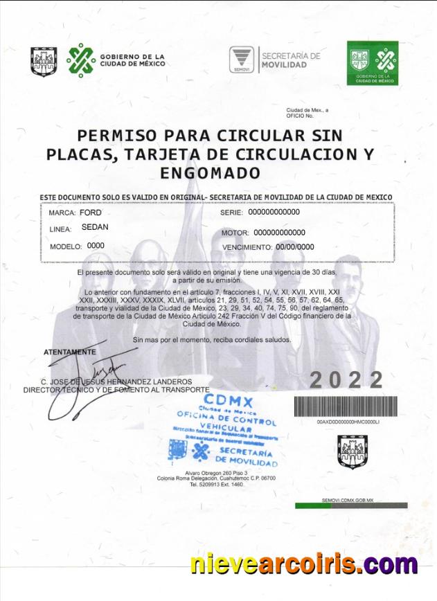 Mexico Permiso Para Circular Sin Placas